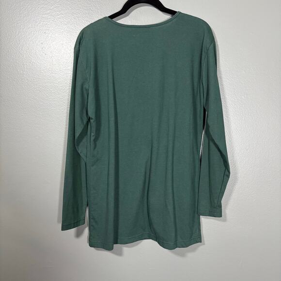 Gitano Women's Vintage 1990's Forest Green Lace Neck Tee - Size Medium - Grunge - Picture 6 of 6